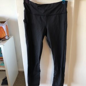 LULULEMON cropped black leggings with mesh panels
